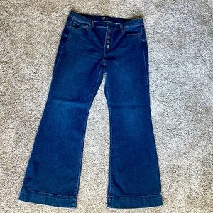 GAP High Rise Button Fly Flare Jeans w/ Washwell | Dark Rinse | 16/33R